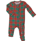 Holiday Plaid 2 Way Zipper Footie