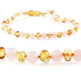 Baltic Amber + Gemstone Honey Rose Quartz