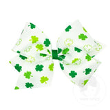 White Shamrock Print GG Bow