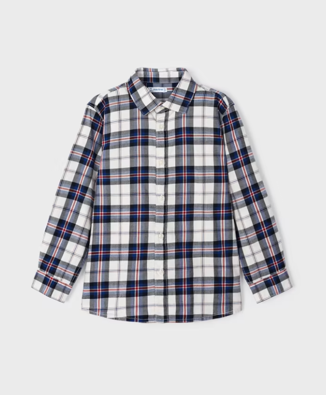 Long Sleeve Plaid Button Up - Navy
