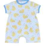 Bunny Ears Printed Short Playsuit- Light Blue Easter outfit