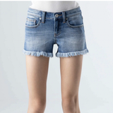 Raw Edge Medium Blue Girls Shorts