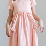 Peach S/S Pocket Twirl Dress