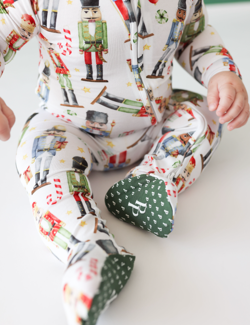 Nutcracker Footie Zippered One Piece bamboo pajamas posh peanut baby clothes 