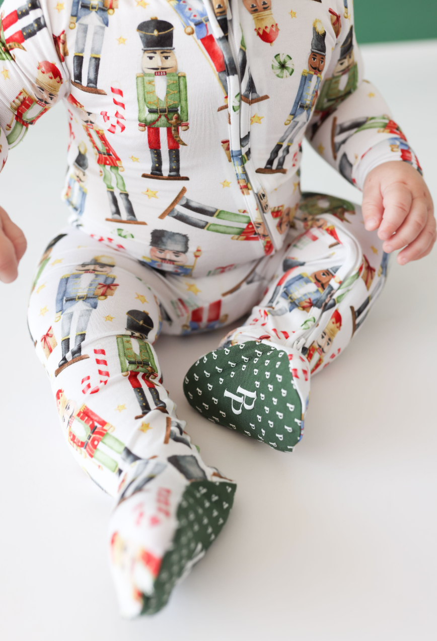 Nutcracker Footie Zippered One Piece bamboo pajamas posh peanut baby clothes 