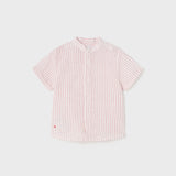 Red Stripe Mandarin Collar Shirt