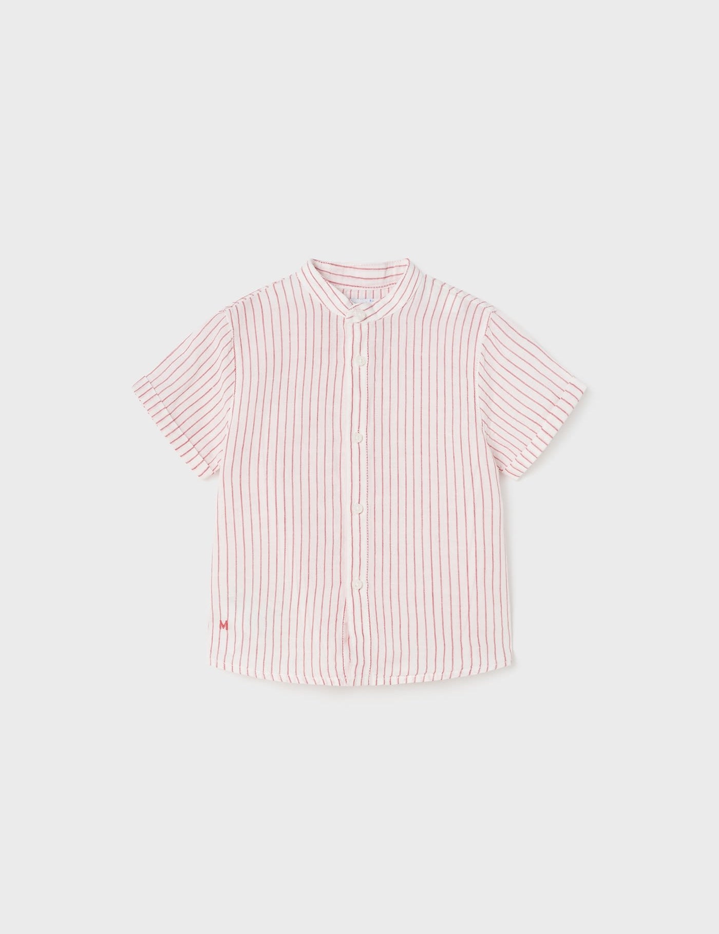 Red Stripe Mandarin Collar Shirt