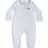 Signature Polo Romper - Blue Stripe