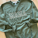 Mama Embroidered Olive Sweatshirt