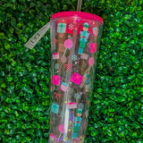 Oh What Fun Glitter Straw Tumbler