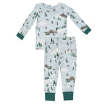 Winter Fun Skiing Long Sleeve Loungewear Set toddler bamboo pajamas angel dear