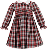 Red Holiday Plaid Smocked Christmas Dress