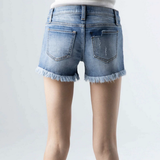 Raw Edge Medium Blue Girls Shorts