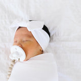 Dove White Headband Knit Bow