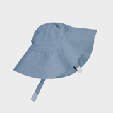 Wide-brim Sun Hat, Marlin Blue | Cotton Linen Kids Hat