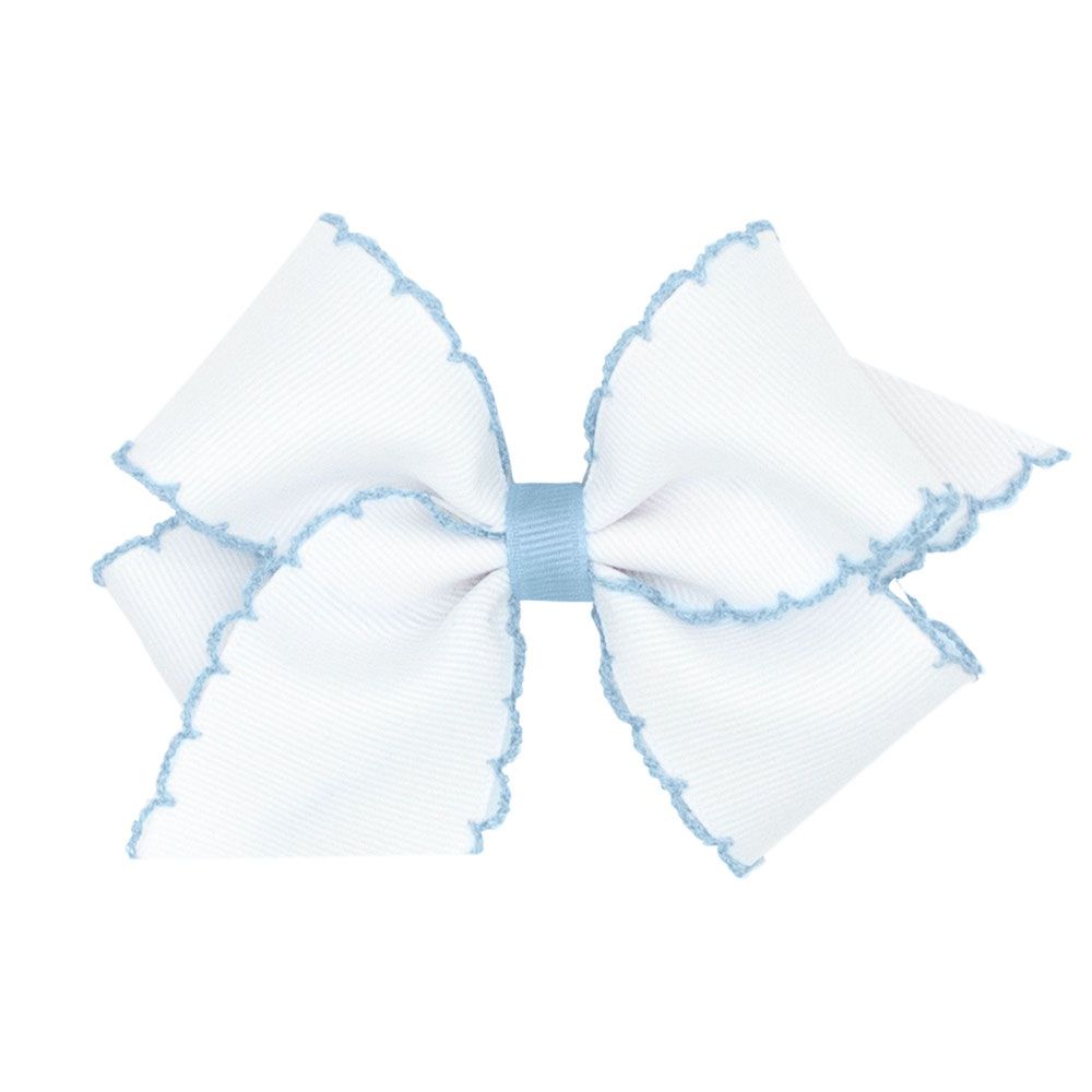 Medium Moonstitch Basic Bow white with blue wee ones
