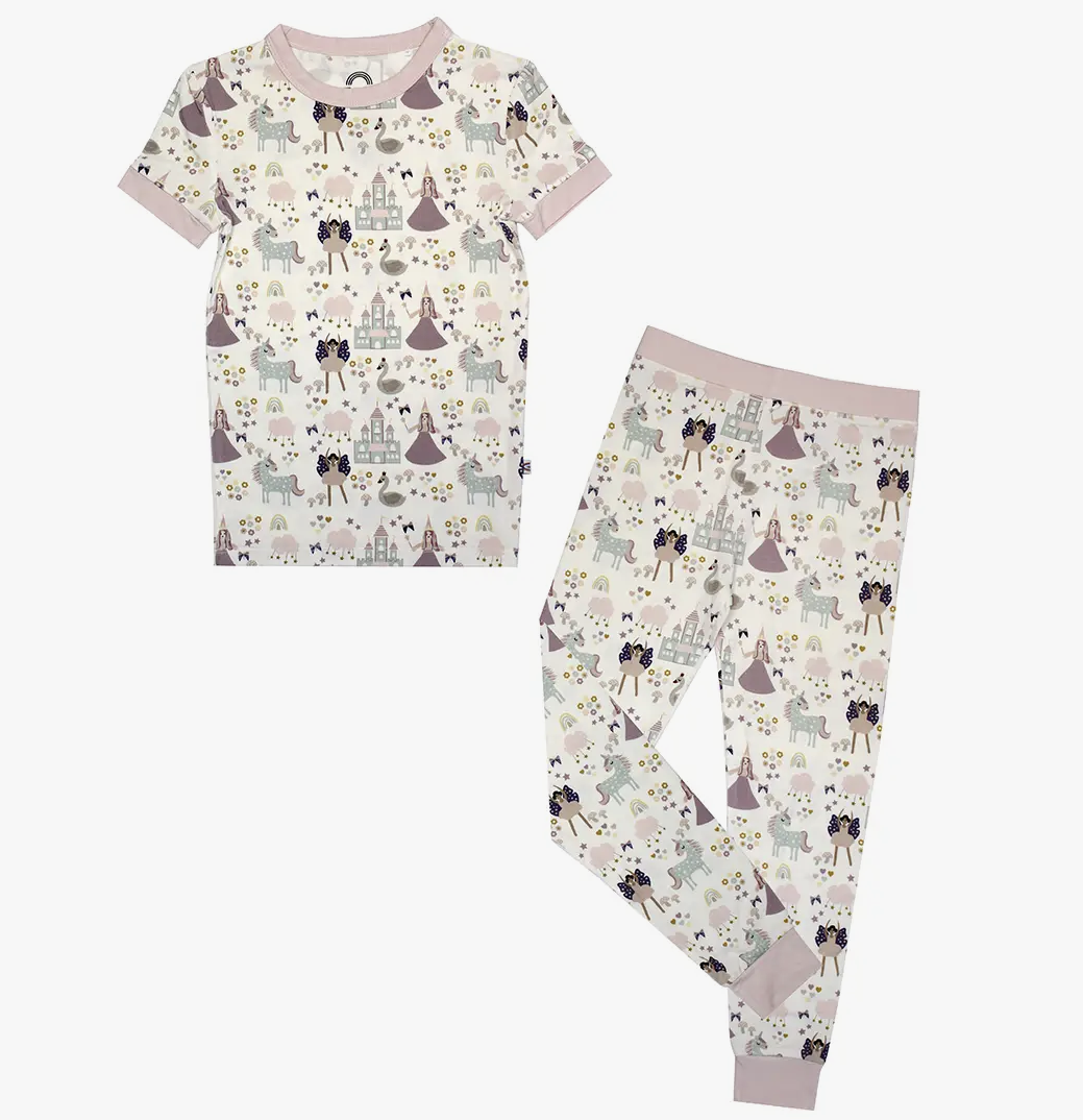 Once Upon a Time Bamboo Short Sleeve Kids Pajama Pant Set