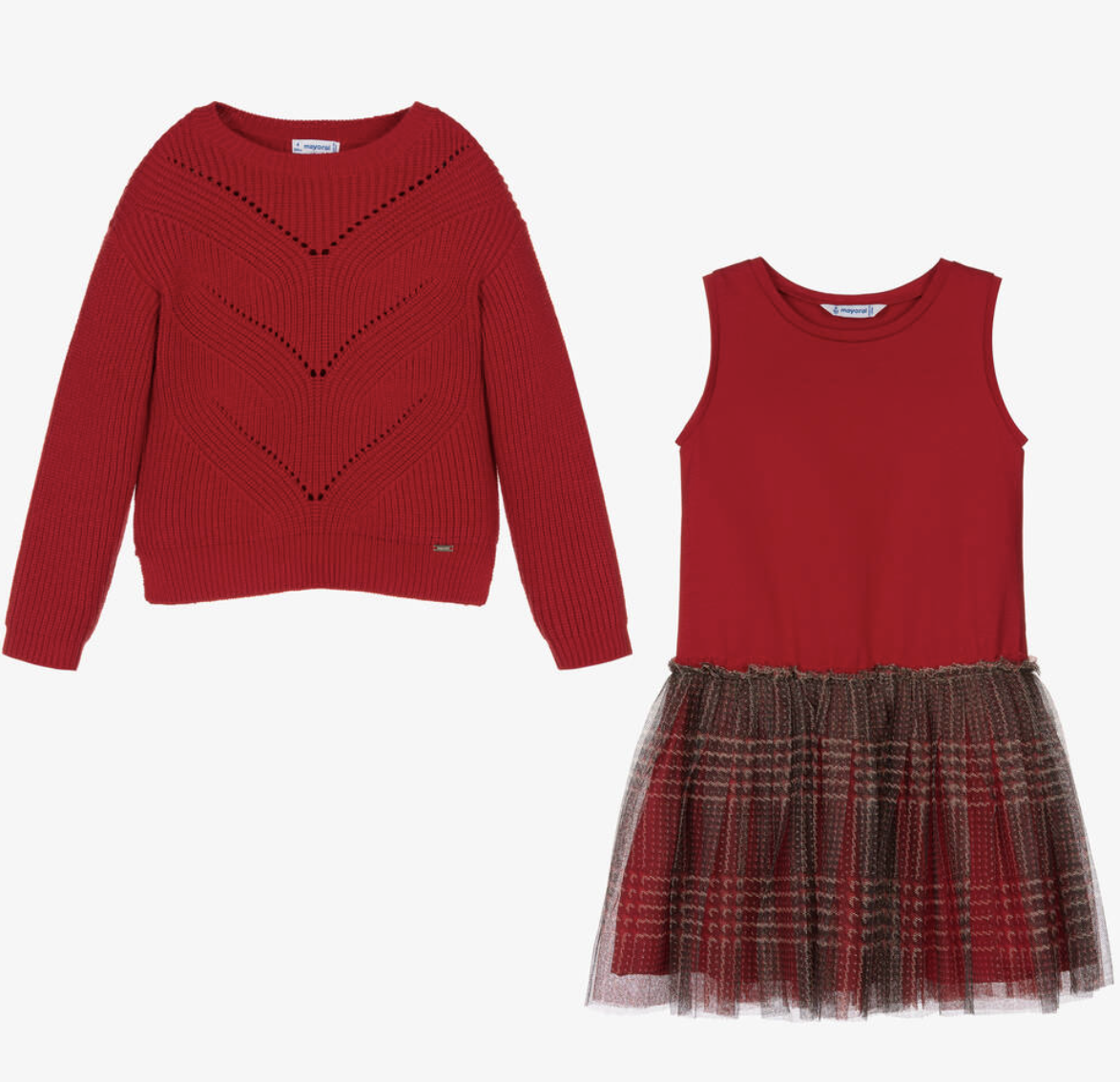 Tulle Dress w/ Sweater - Christmas Plaid