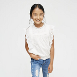 Eyelet Ruffled Sleeveless Top