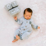 Baby Plush Photo Sharing Milestone Age Blocks | Gray