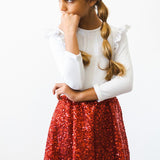 Red Sequin Twirl Skirt