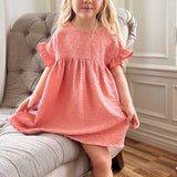 Kids Woven Swiss Dots Babydoll Mini Dress