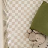 Taupe Checkered Crib Sheet