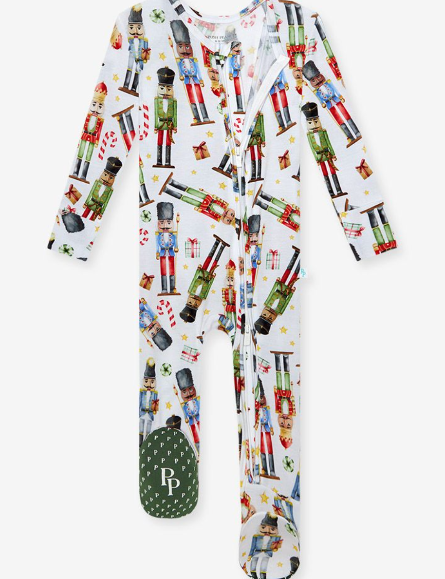 Nutcracker Footie Zippered One Piece footie Christmas pajamas posh peanut