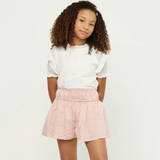 Girls Gingham Print Smocked Waist Shorts