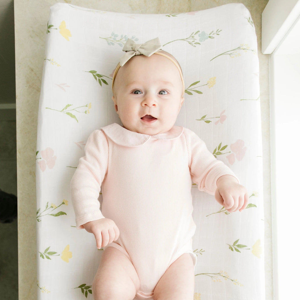 Floral Fields Cotton Muslin Changing Cover Tweedle Beedle floral-fields-cotton-muslin-changing-cover-tweedle-beedle
