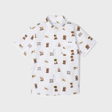 Printed Short Sleeve Shirt - Animal Picture