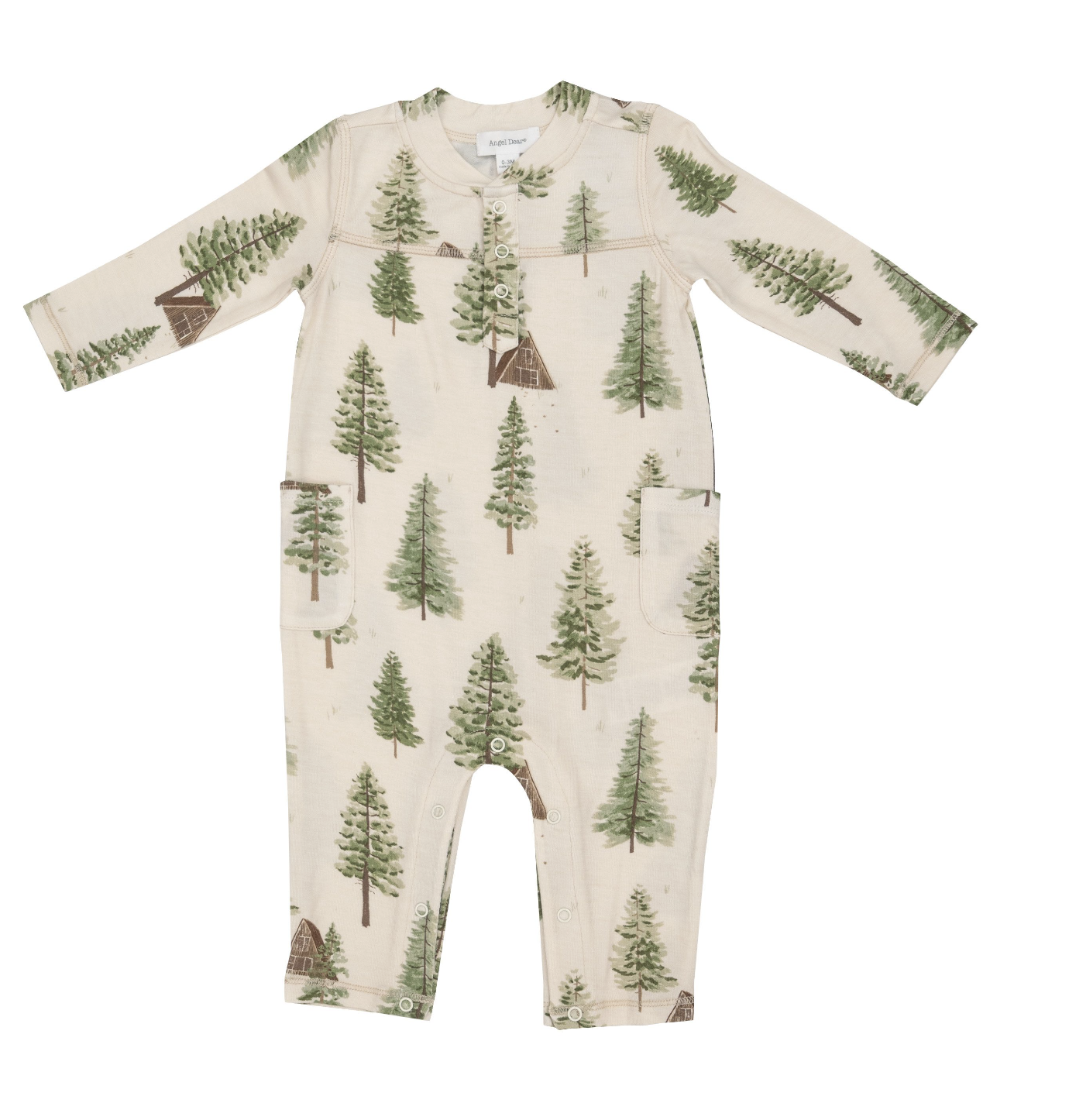 Cream Cabin and Trees Romper baby boy romper waffle knit angel dear