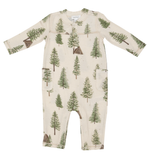 Cream Cabin and Trees Romper baby boy romper waffle knit angel dear