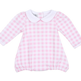 Baby Pink Check Collared Ruffle L/S Bubble