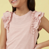 Marled Textured Ruffle Knit Tank - Mauve