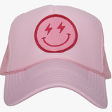 Hot Pink Lightning Happy Face Foam Trucker Hat