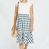 Girls Checkered Ruffle Tiered Skirt