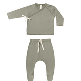 Wrap Top + Footed Pant Set | Basil