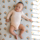 Printed Crib Sheet in Rust Rainbow- Oat or Midnight