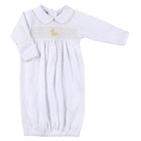 Tiny Duckling Smocked Collared Gathered Gown