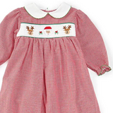 Smocked Reindeer & Santa Gingham Dress