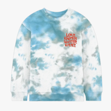 Kids Teal Love Kindness Tie-Dye Crew Neck Sweatshirt