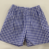 Boys Gingham Lined Short | Royal Blue