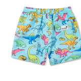 Vibrant Dino Kids Swim Shorts- Blue