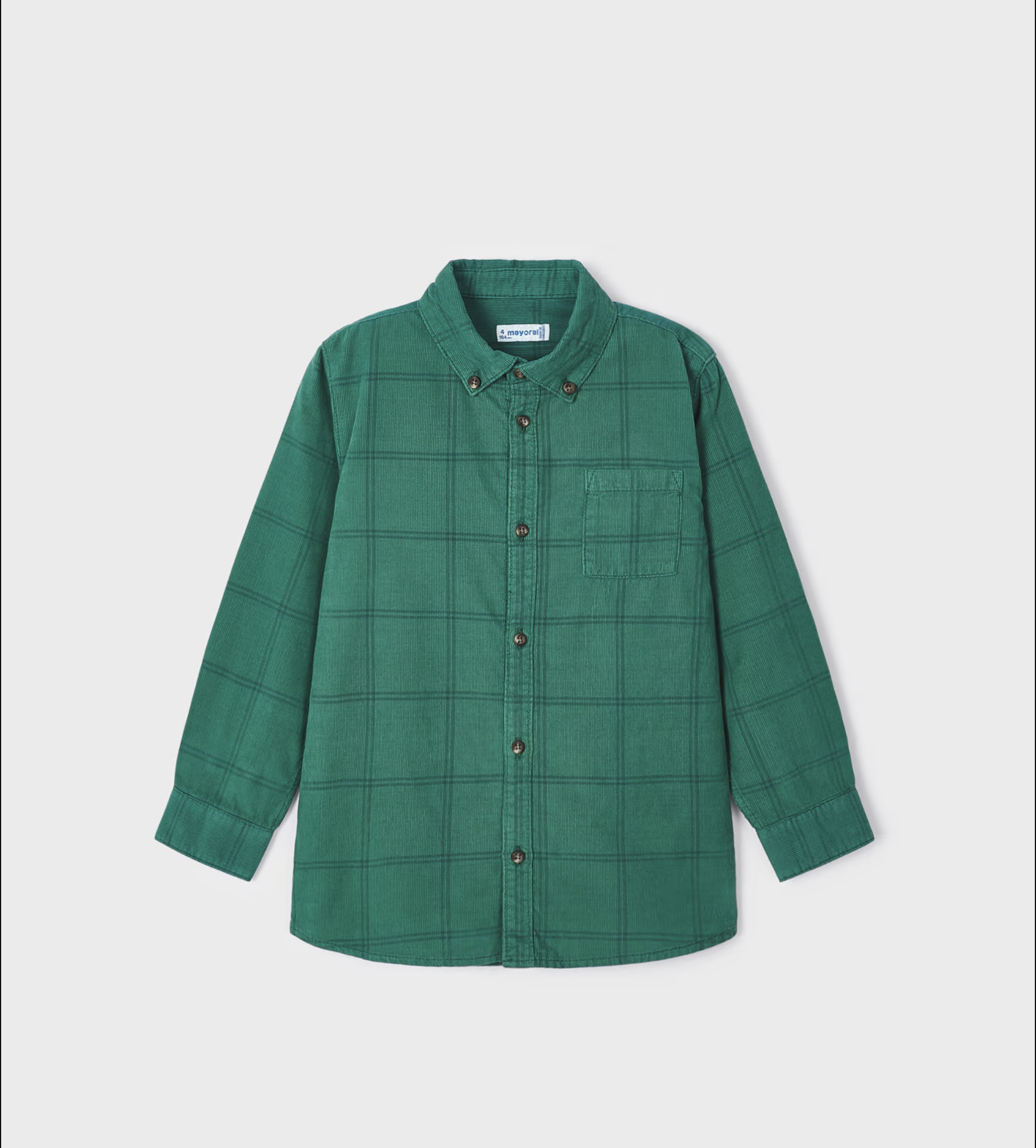 Button Up Corduroy Shirt - Green Plaid