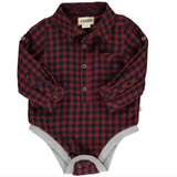 Burgandy/Navy Plaid Jasper Woven Onesie