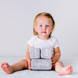 Baby Plush Photo Sharing Milestone Age Blocks | Gray