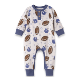 Game Day Boy's Henley LS Romper