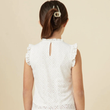 Knit Eyelet Ruffle Detail Tank