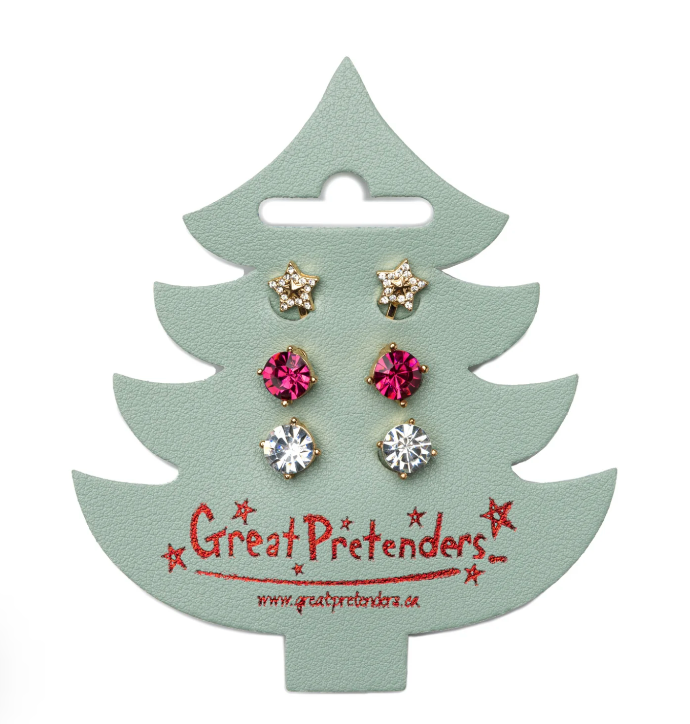 Holiday Pleather Tree Clip on Earrings, 3pair